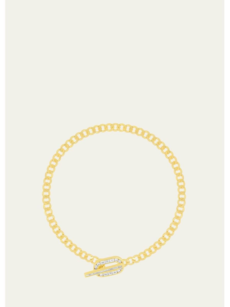 14K Yellow Gold Diamond Toggle Curb Chain Bracelet 1