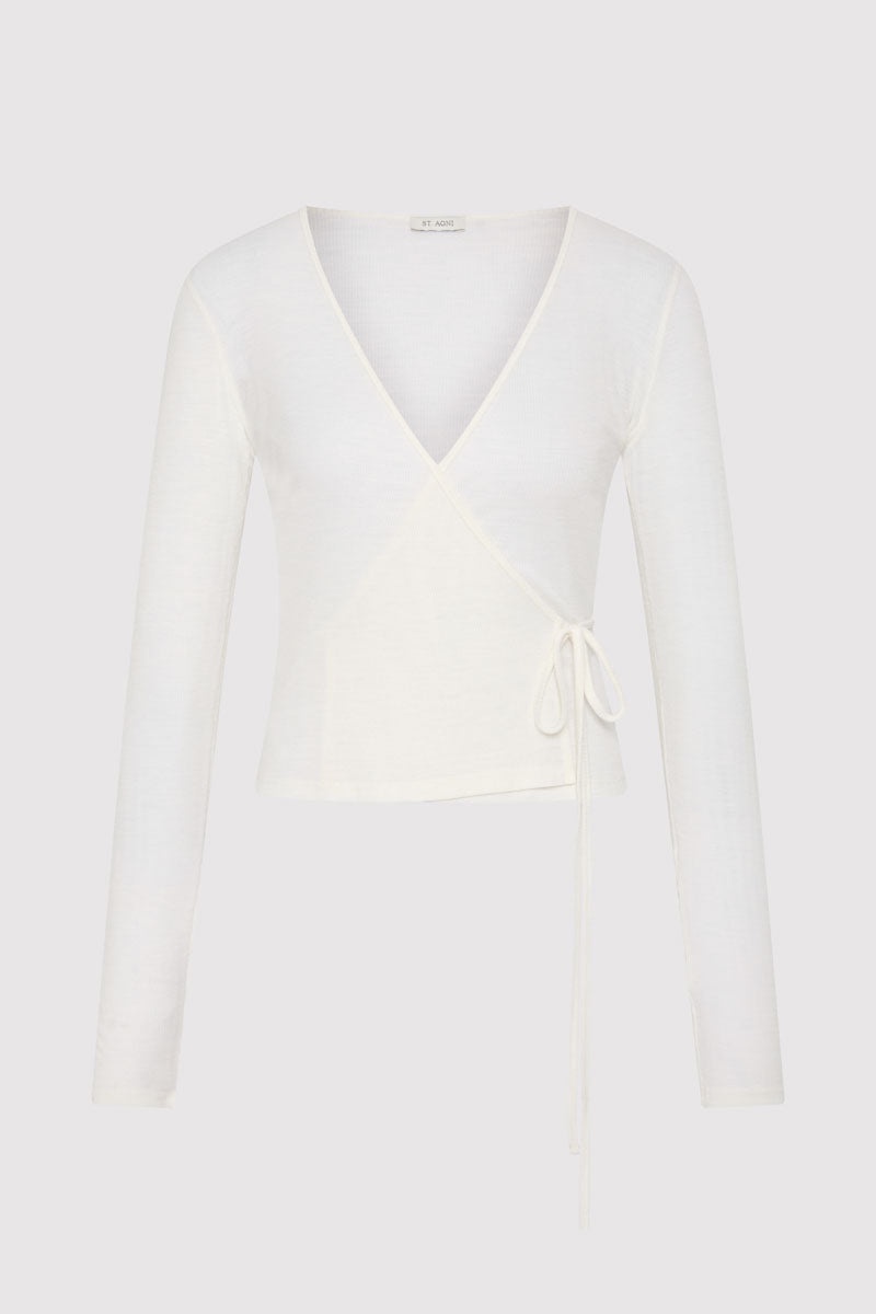 Baby Wool Wrap Top - Off White - 1