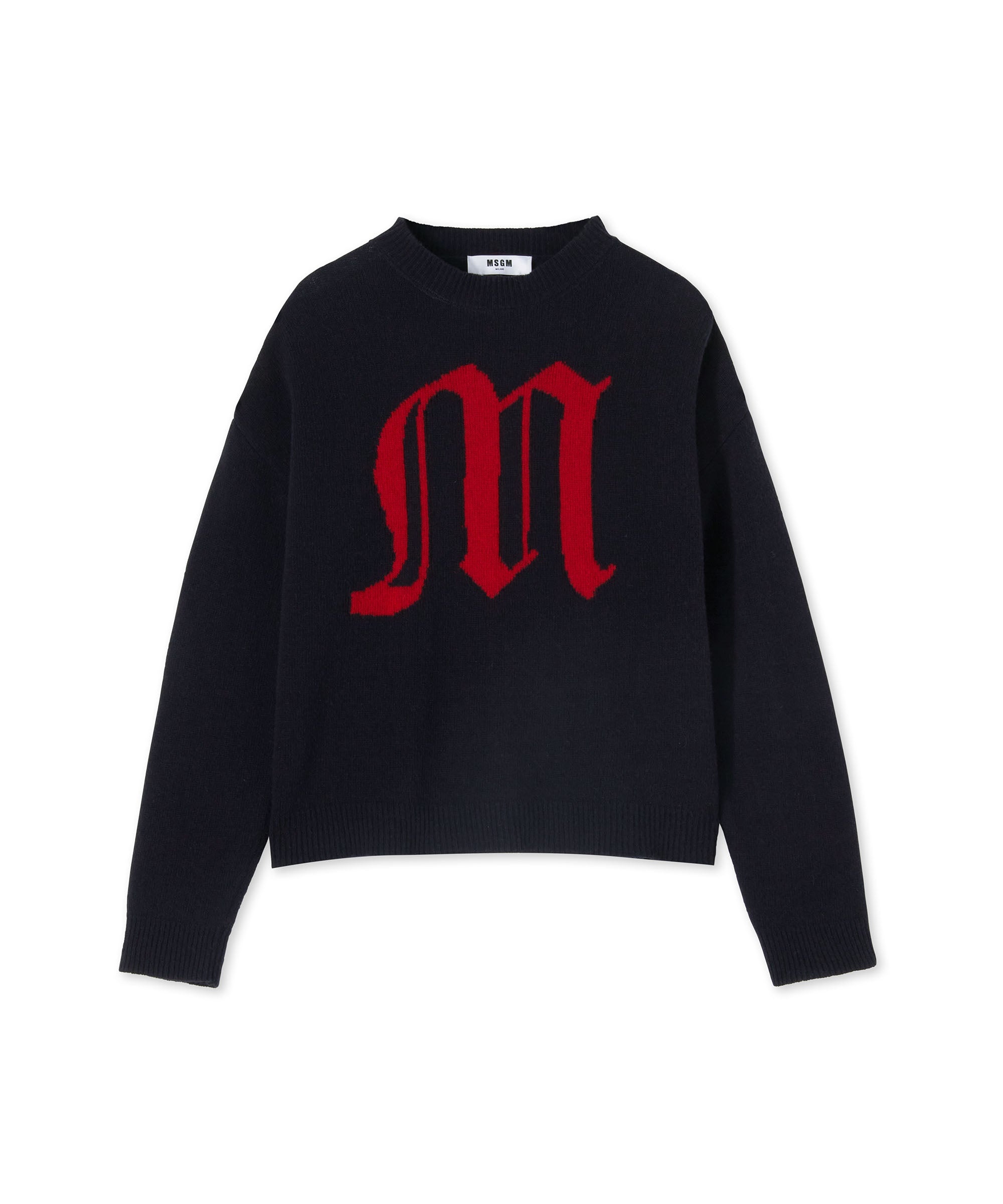 Blended wool sweater with gothic logo - 1