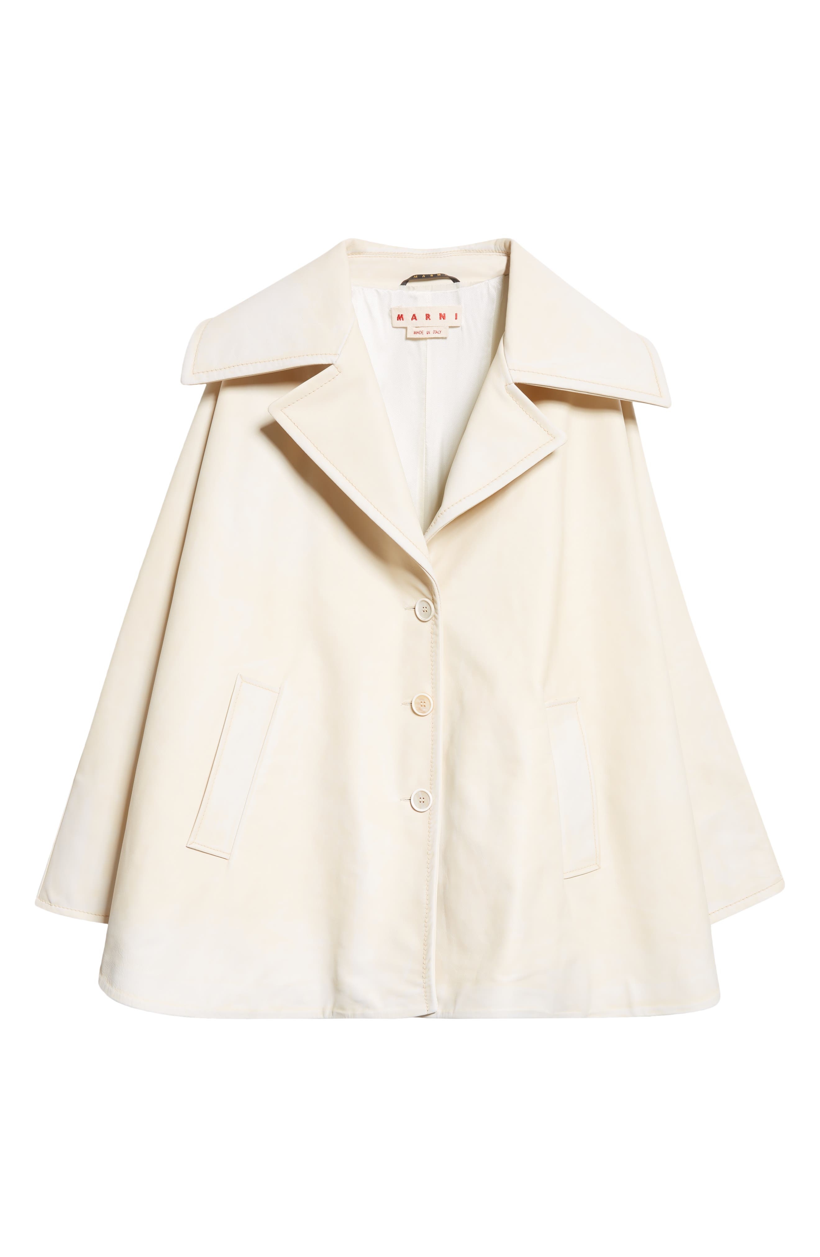 Marni Printed Calfskin Leather Cape in Light Topaz at Nordstrom - 7