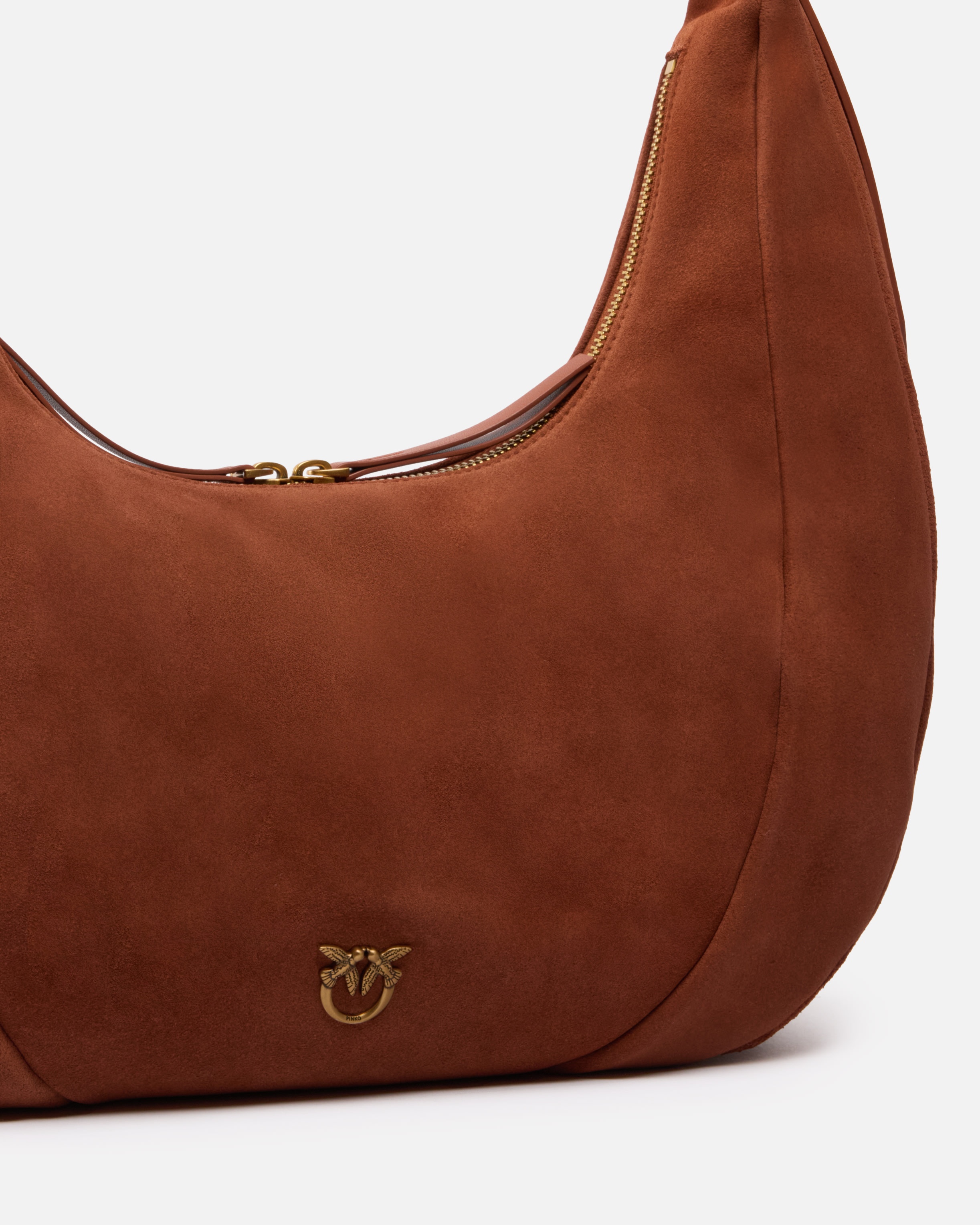 LARGE SUEDE HOBO SHOULDER BAG WITH LEATHER HANDLE - 3