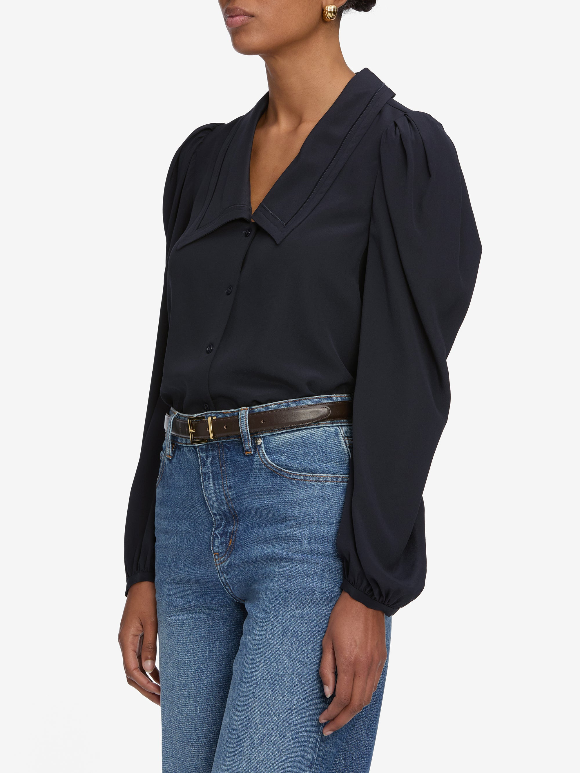 The Long Sleeve Sailor Blouse in Navy - 5