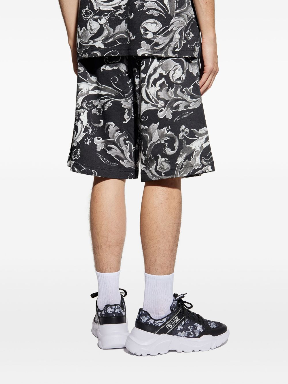 baroque-print drawstring shorts - 4