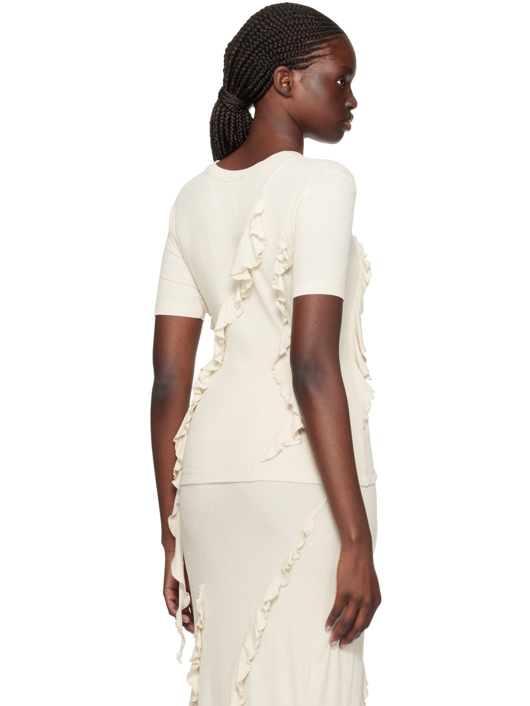 Beige Ruffle T-Shirt - 3