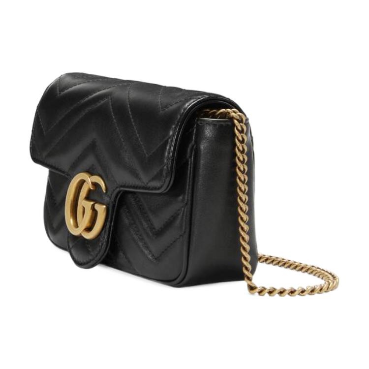 (WMNS) Gucci GG Marmont Matelasse leather super mini bag 'Black' 476433-DSVRT-1000 - 3