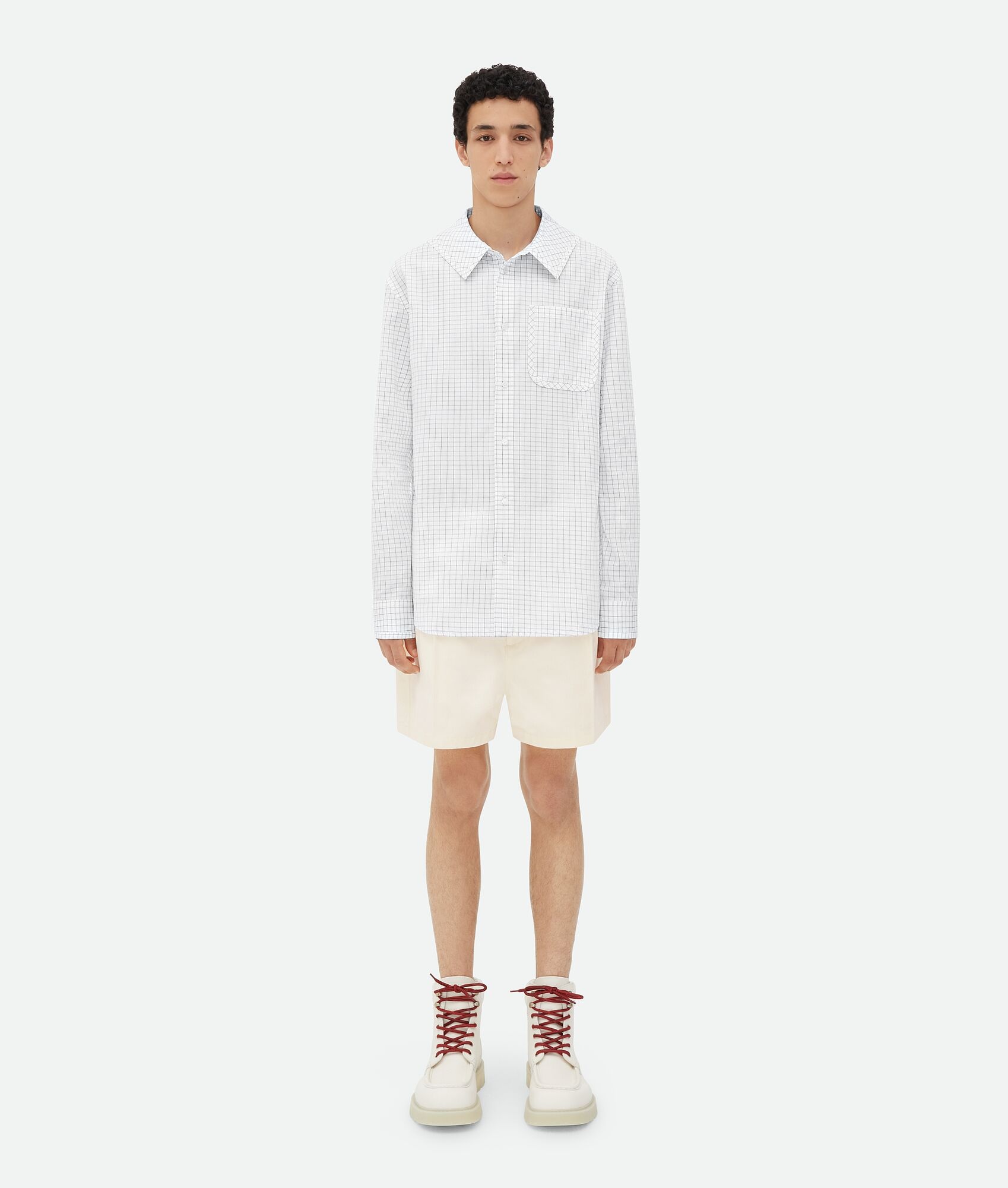 Crisp Cotton Silk Check Bandana Shirt - 1