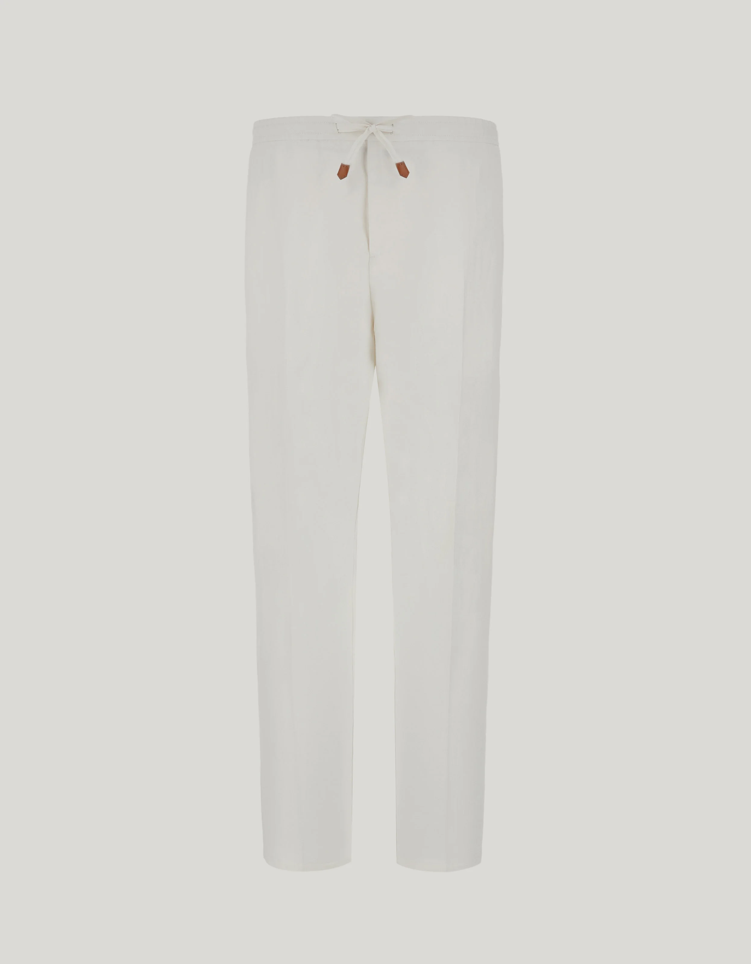 MILK-COLORED LINEN SILK FABRIC DRAWSTRING PANTS - 1