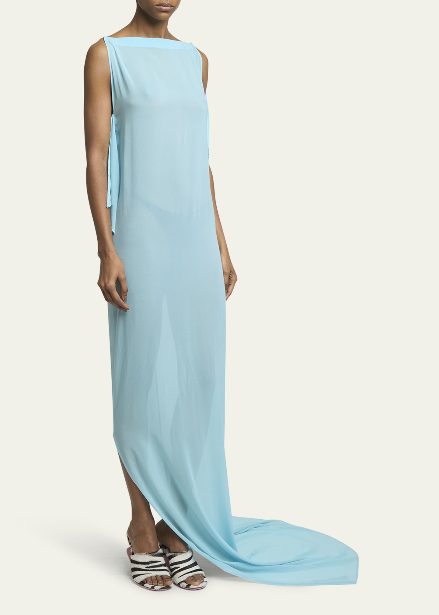 Ameno Long Draped Silk Dress - 4