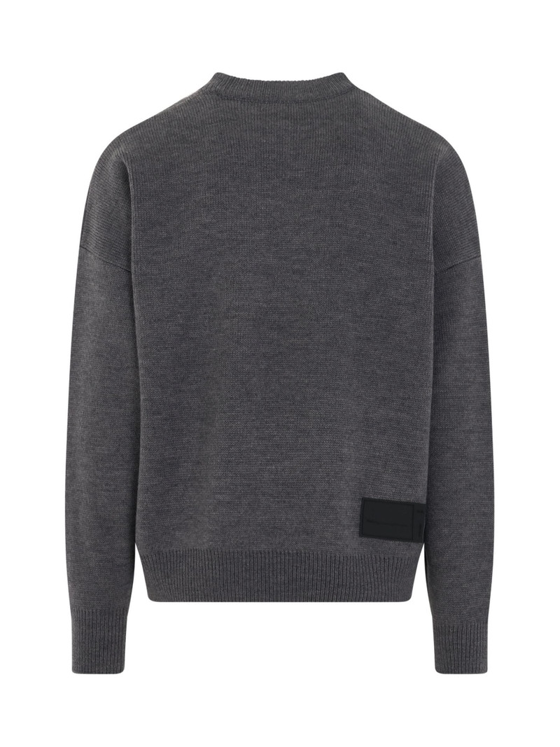 We11done Logo Jacquard Intarsia Sweater in Grey outlook