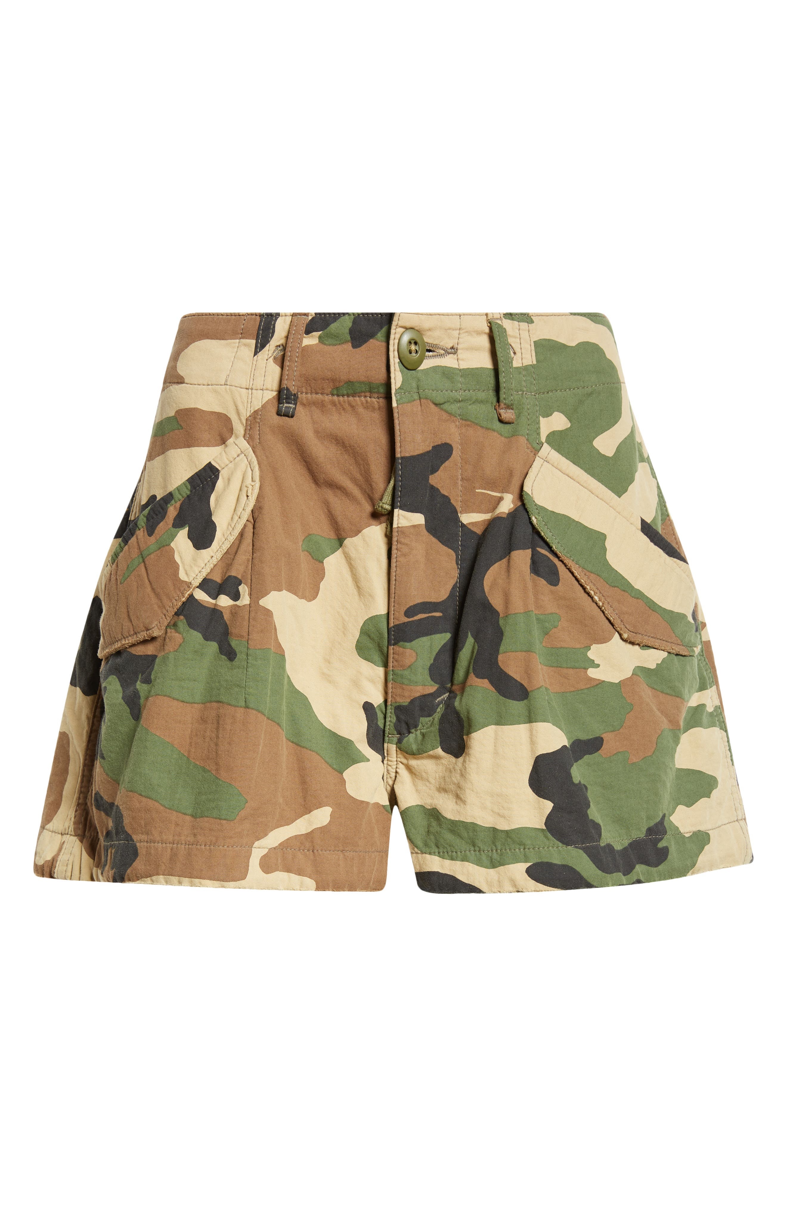 R13 Marianne Camouflage Cargo Shorts in Double Weave Camo at Nordstrom - 6