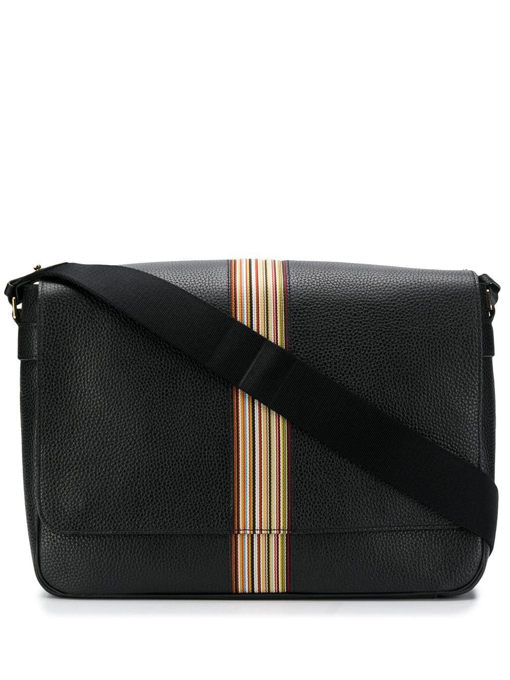 stripe panel messenger bag - 1