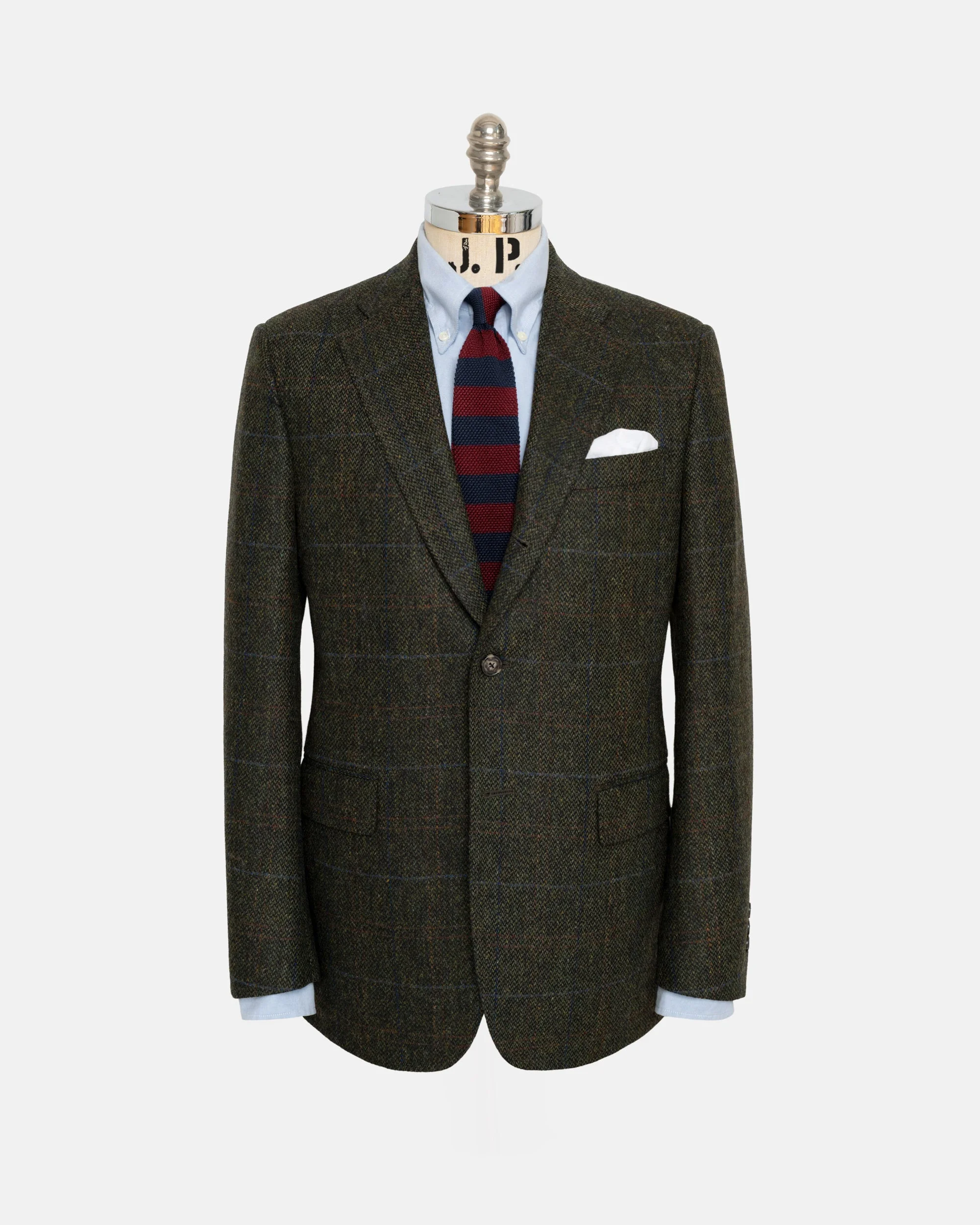 MADE-IN-CANADA OLIVE BARLEYCORN WINDOWPANE SPORT COAT - 1