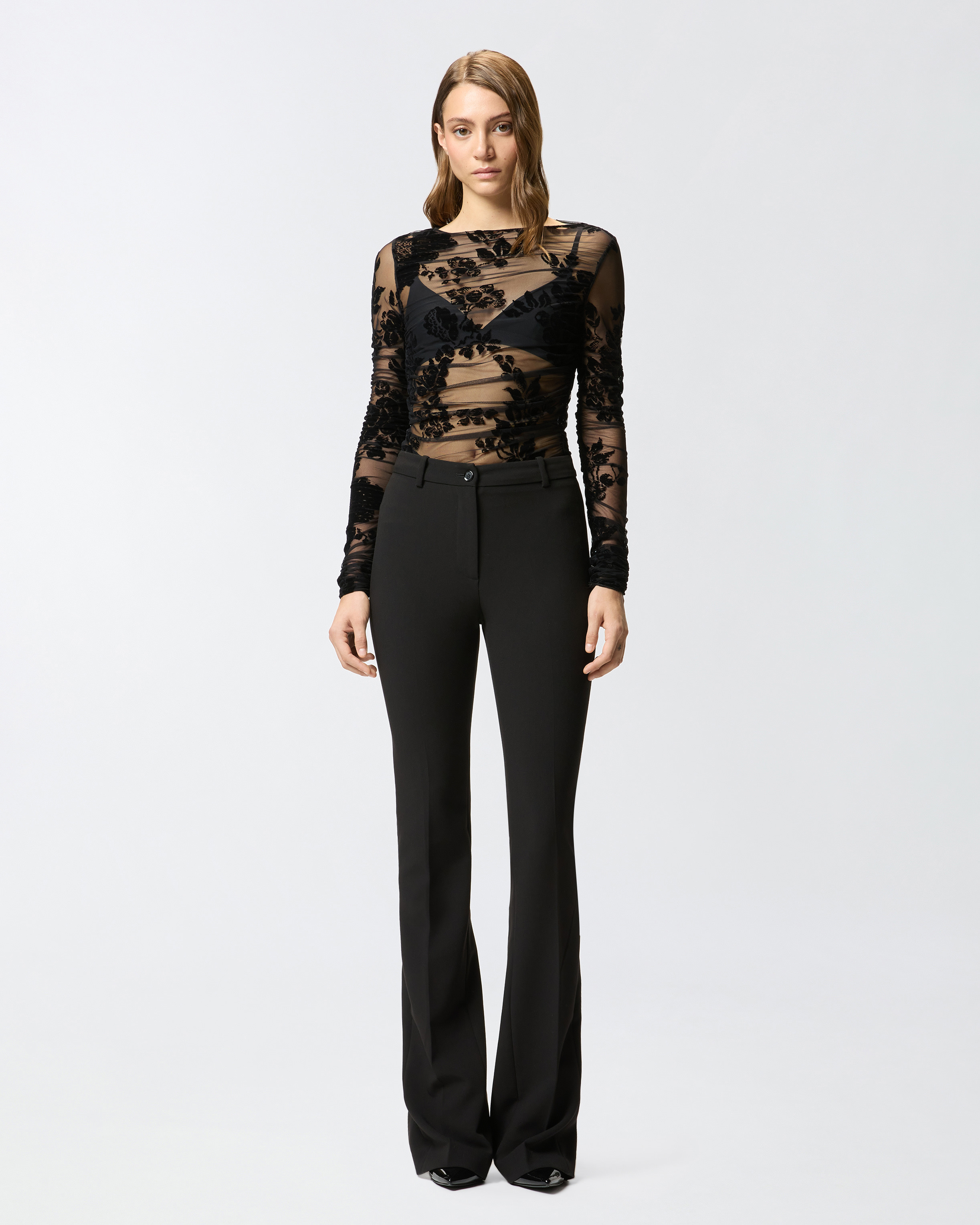 SHEER FLOCK-PRINT SWEATER - 3