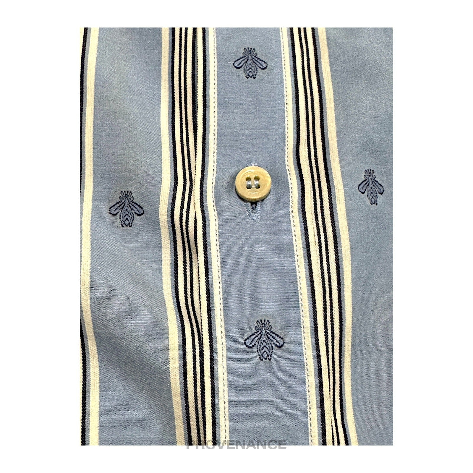 Gucci Fil Coupe Shirt - Blue Bee Stripe 38 15 - 8