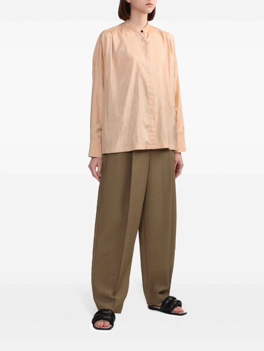 pleat-detail tapered trousers - 2