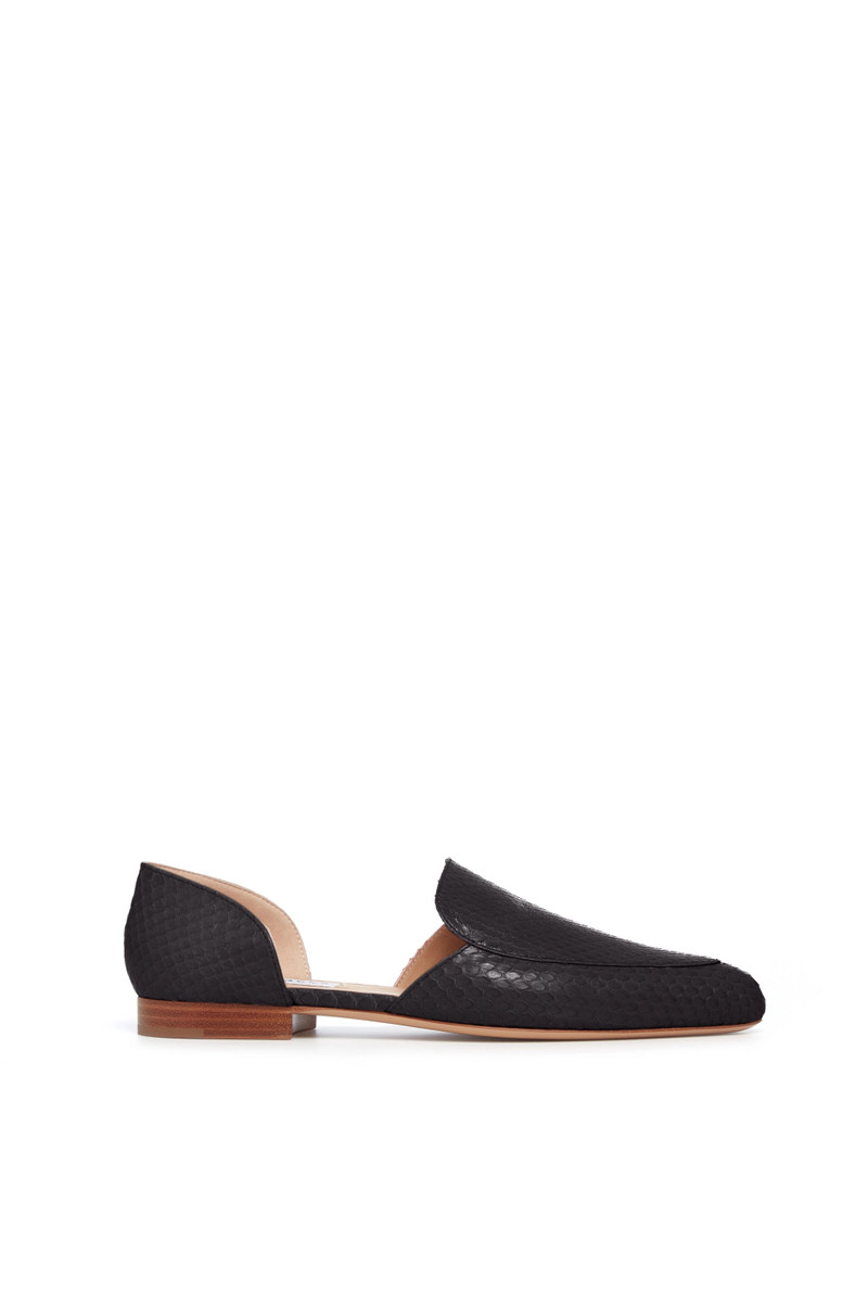 Jax Flat Shoe in Black Snakeskin 1