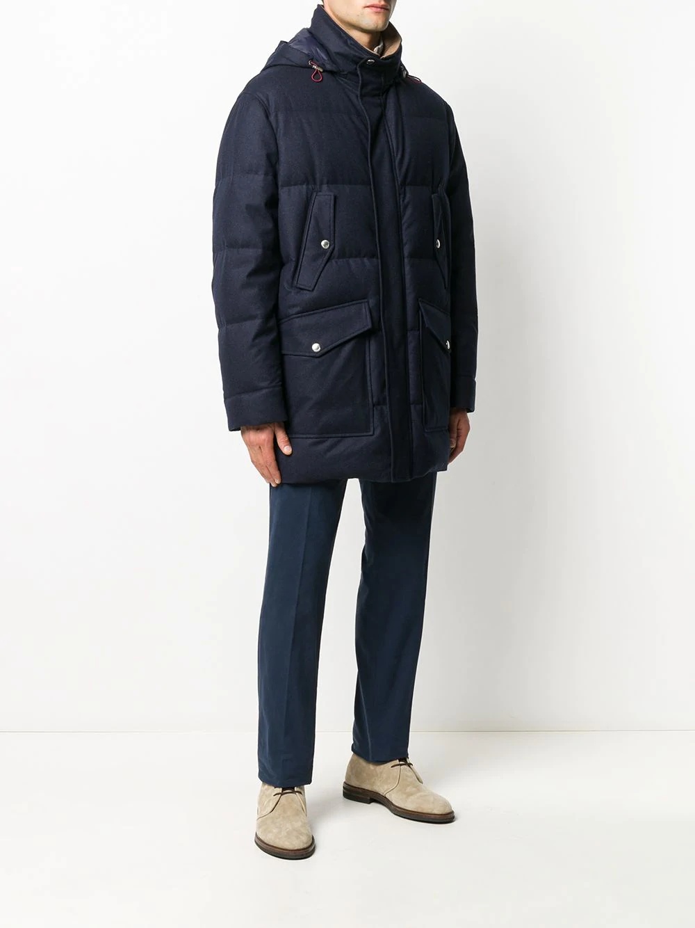 flannel down hooded coat - 3