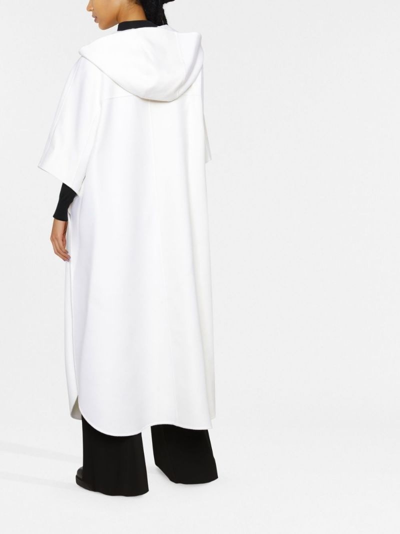 V logo-plaque hooded coat - 4