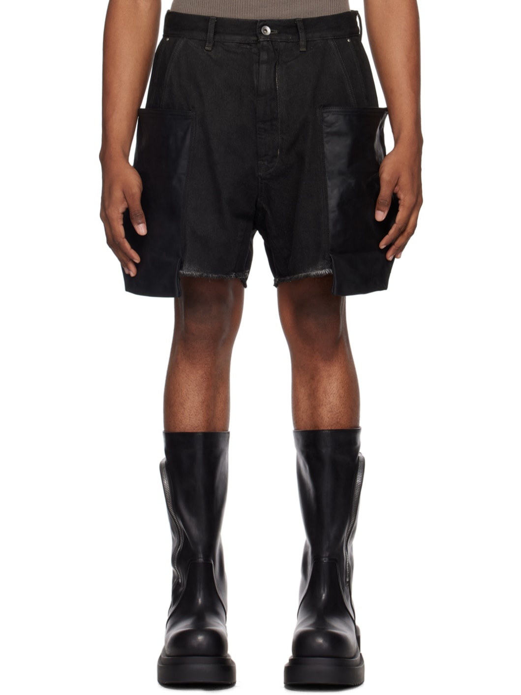 Gray & Black Stefan Denim Shorts - 1