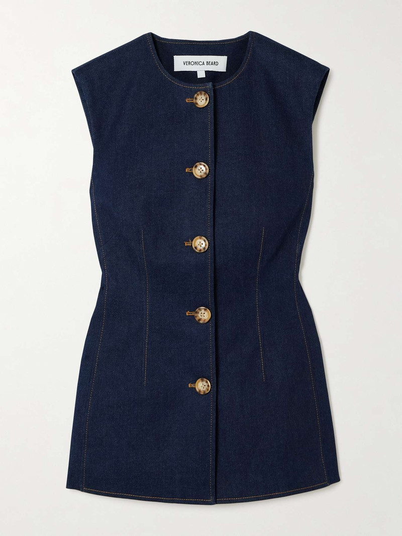 Jessup topstitched denim vest Dark denim - 1
