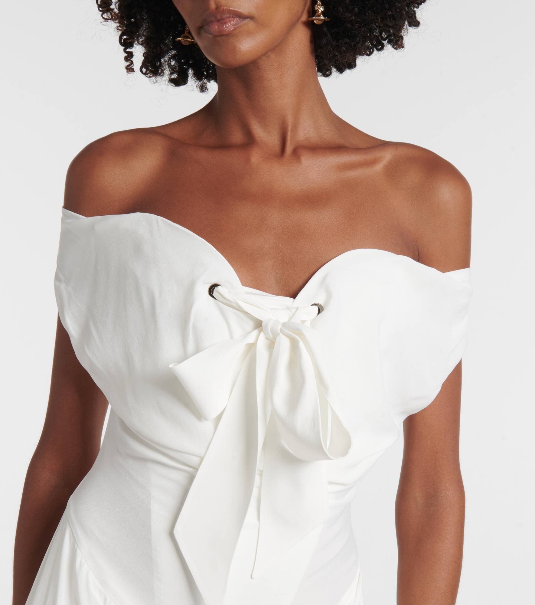 Bridal bow-detail midi dress - 4