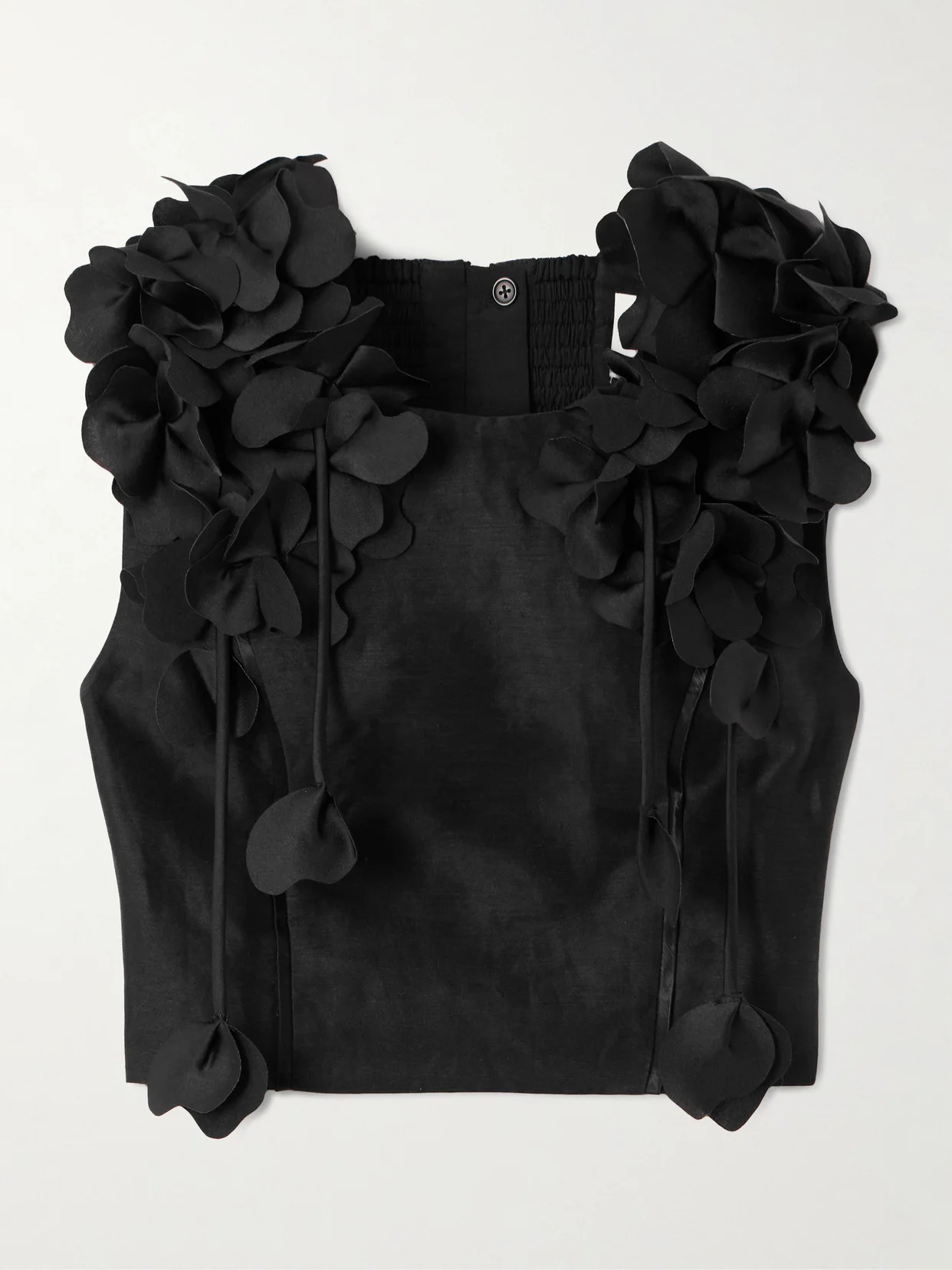 Camille Cropped Appliquéd Linen-blend Tank - 1