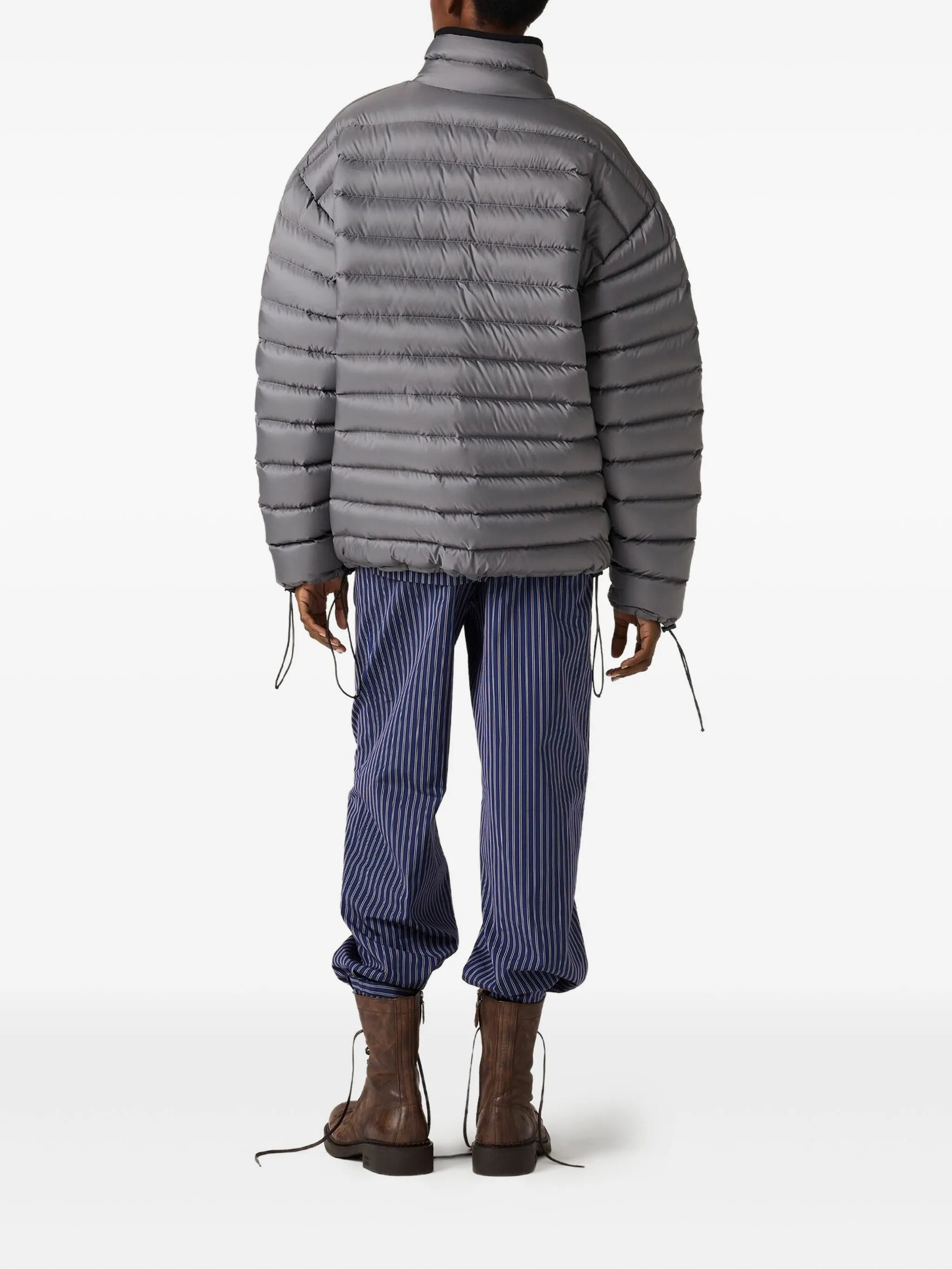 drawstring-cuff padded jacket - 3