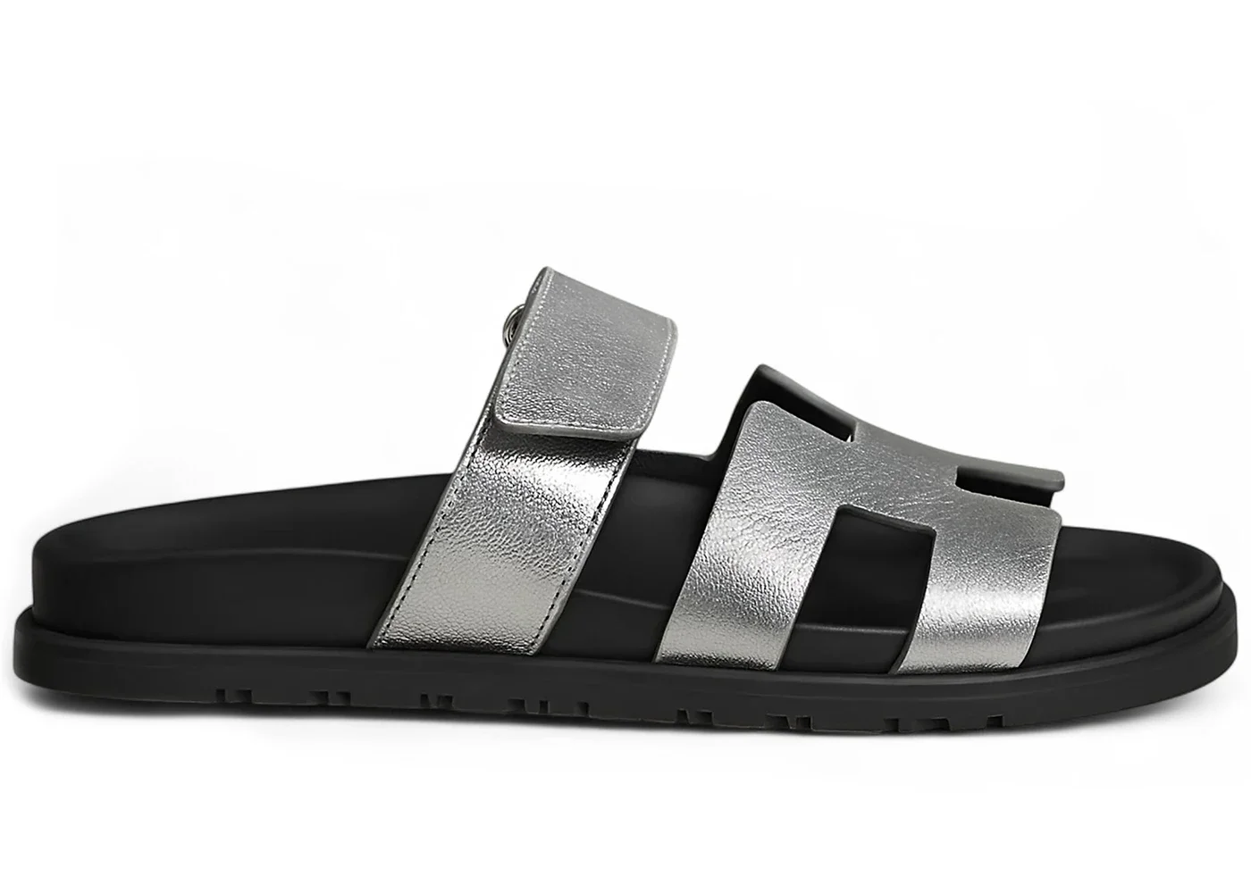 Hermes Chypre Sandal Gris Argenté Goatskin Metallic Finish (Women's) - 1