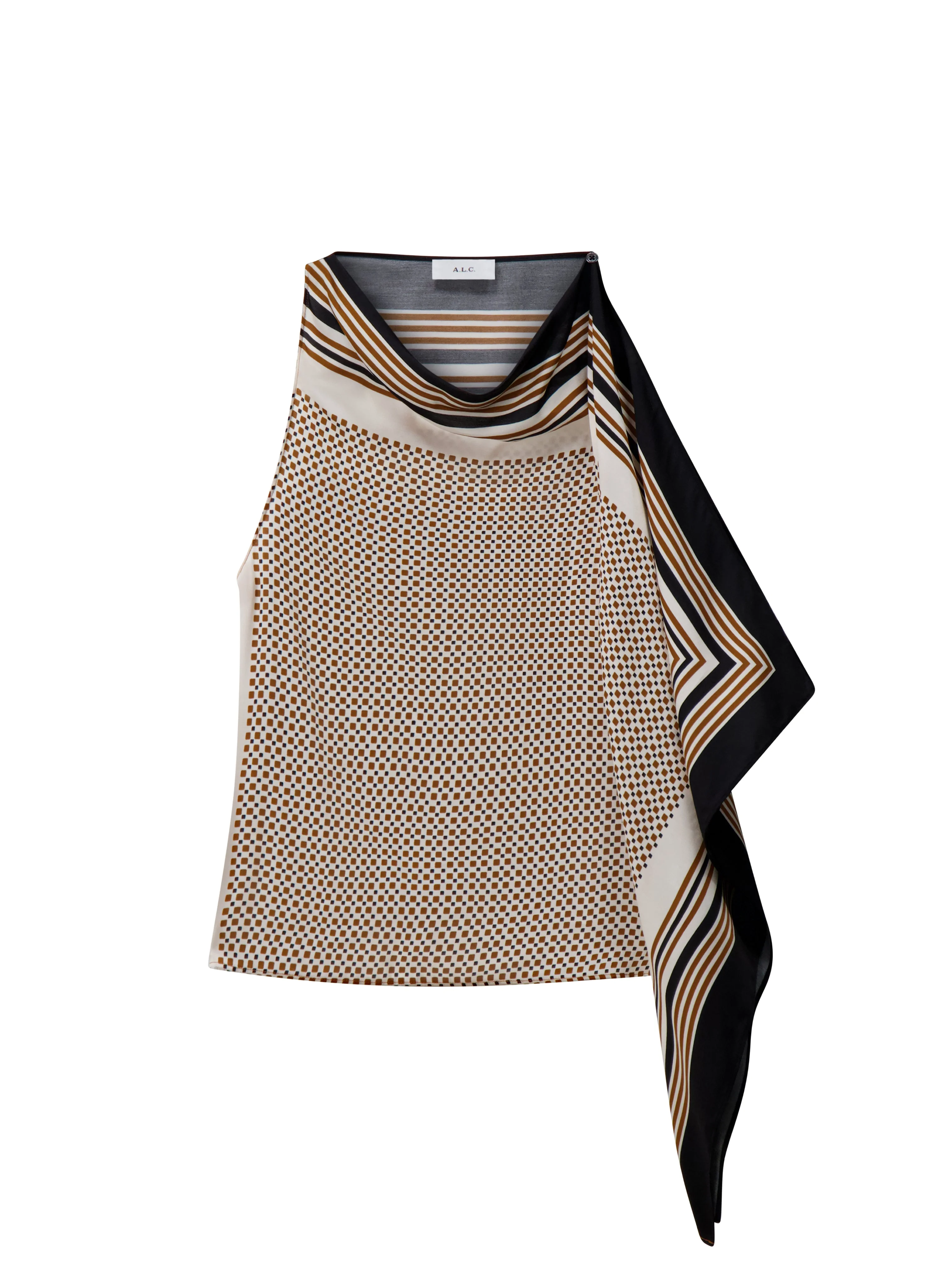 Kit Scarf Print Asymmetric Top - 1