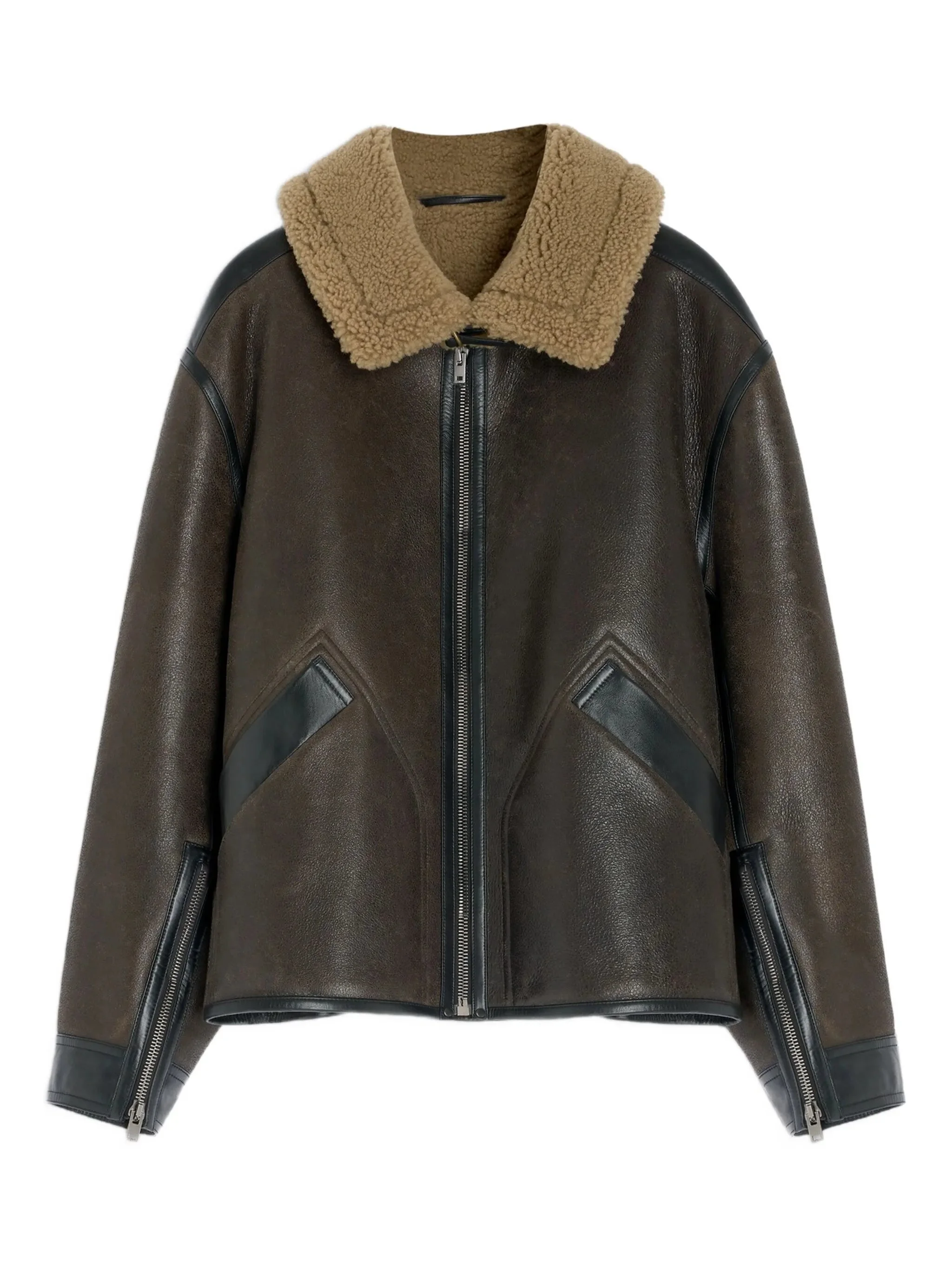 shearling-trim jacket - 1