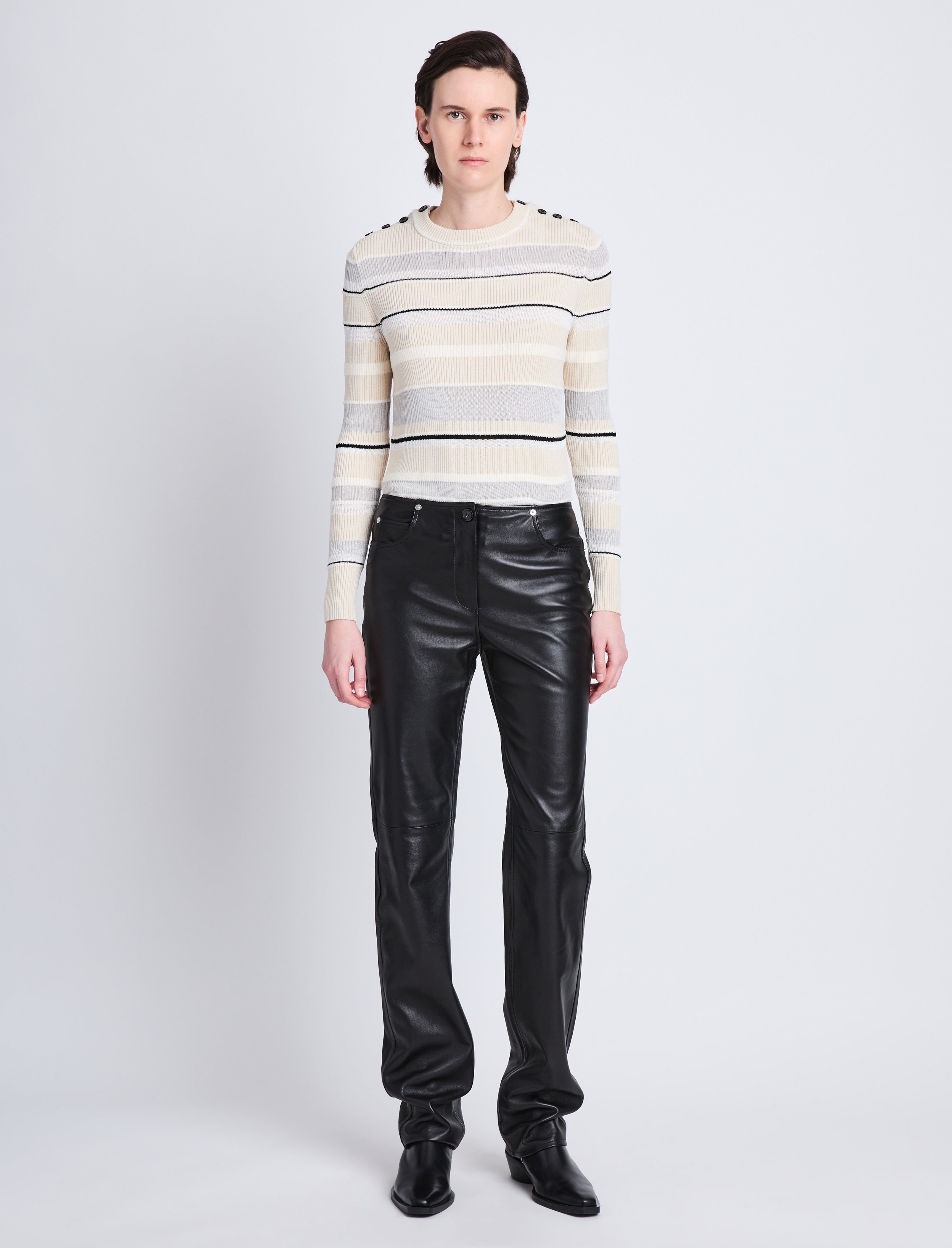 Judy Sweater in Textured Striped Knit - 3