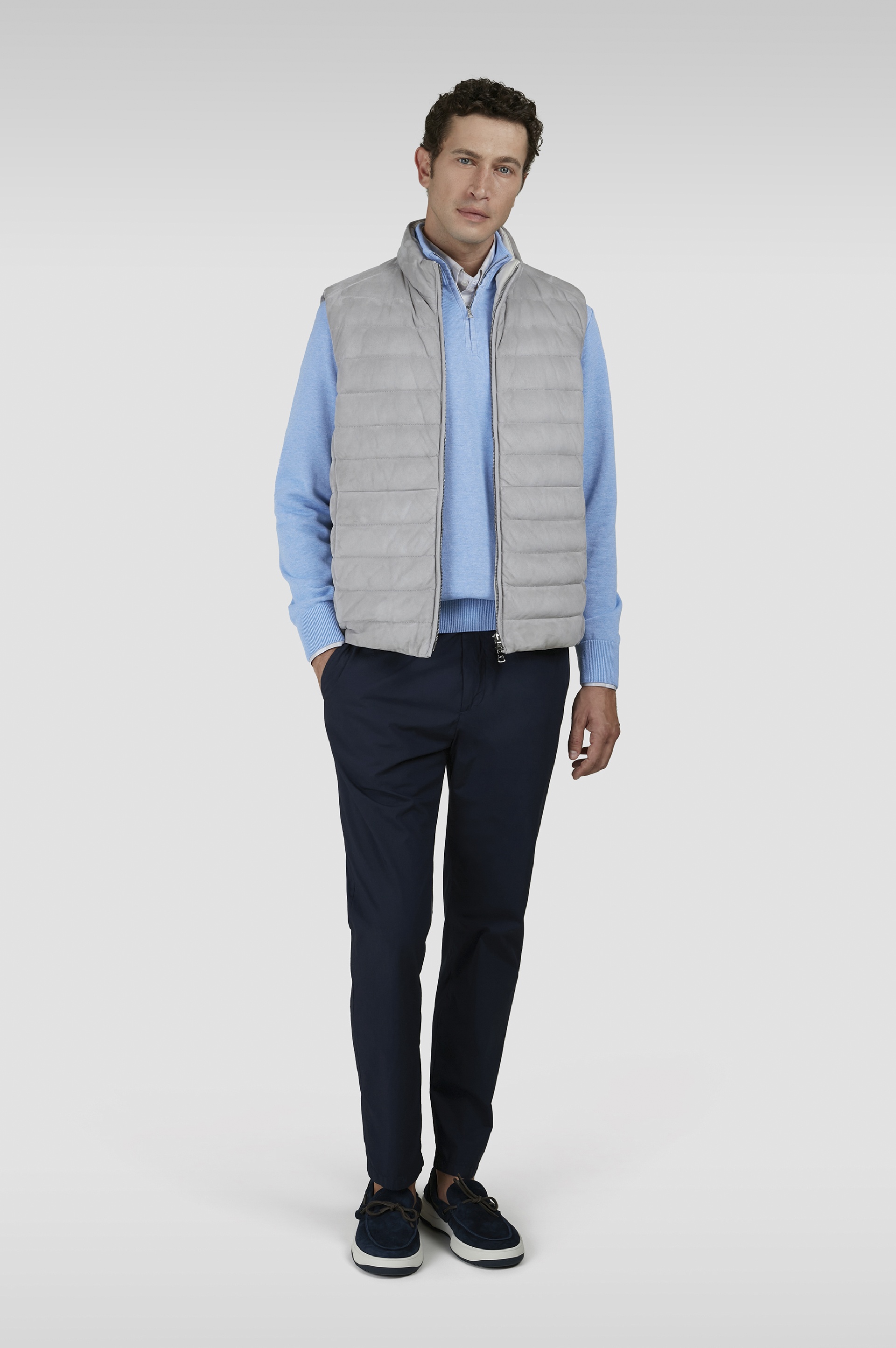 SWEATER IN FRESH COTTON WITH CONTRASTING LINEN DETAILS - 2