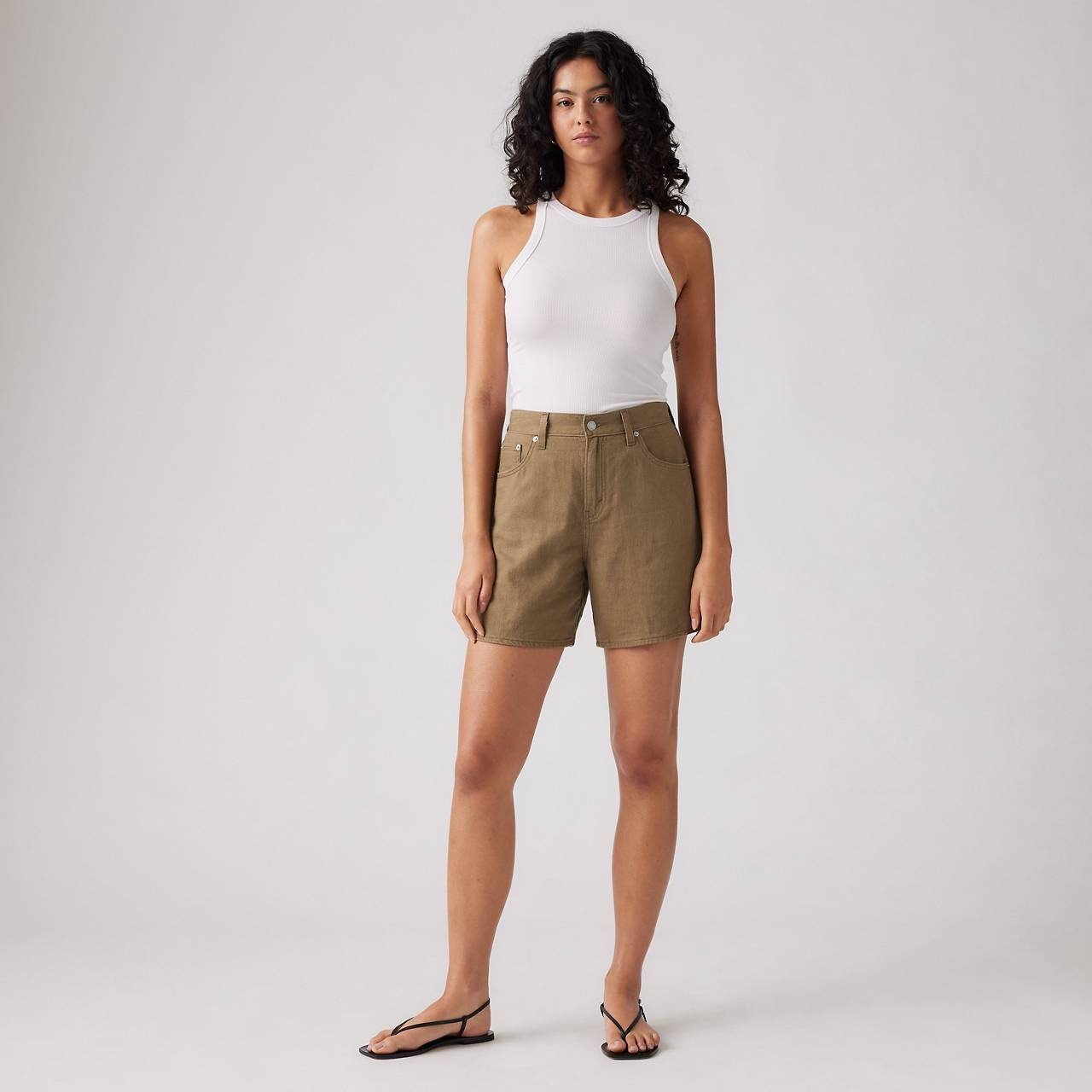 HIGH RISE BAGGY LINEN BLEND LIGHTWEIGHT WOMEN'S SHORTS - 2
