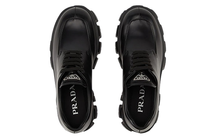 (WMNS) PRADA Monolith Brushed Leather Lace-up Shoes 'Black' 1E255N_B4L_F0002_F_B055 - 3