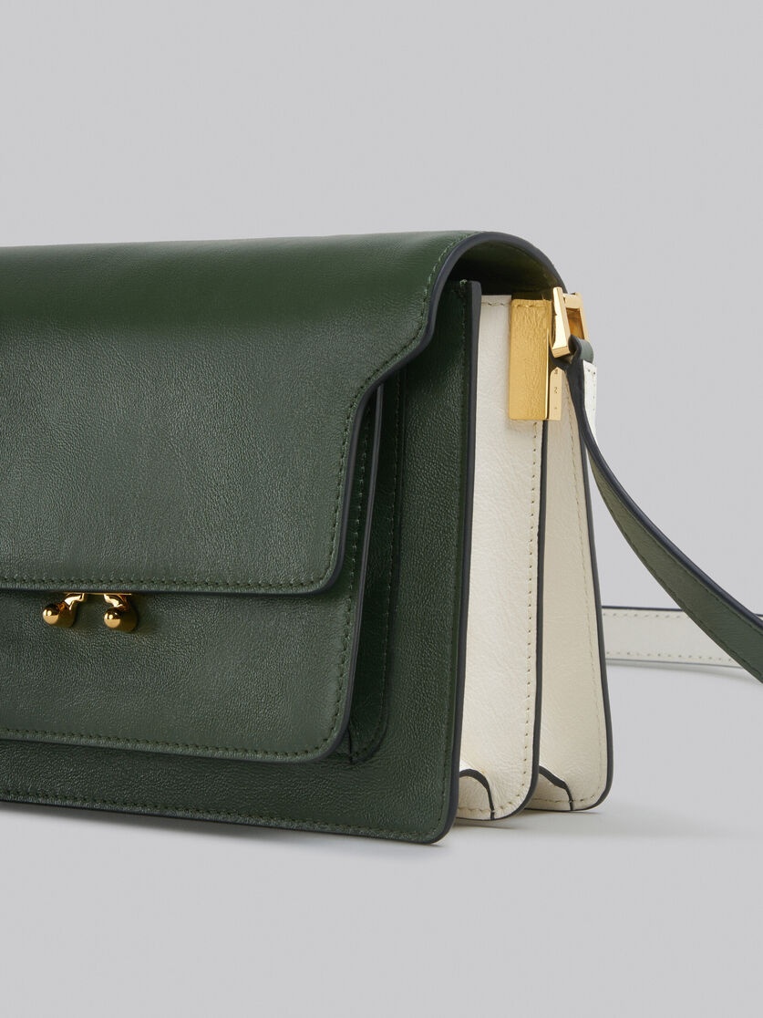 TRUNK SOFT MEDIUM BAG IN GREEN AND WHITE LEATHER - 5