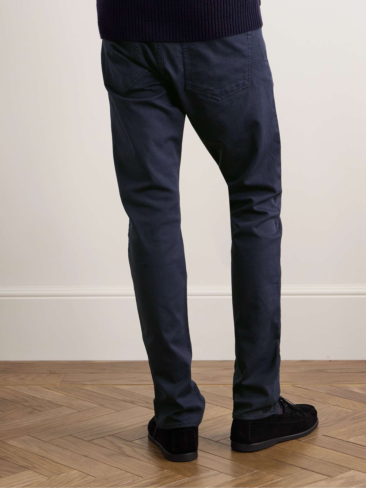 Slim-Fit Straight-Leg Stretch-Cotton Trousers - 4