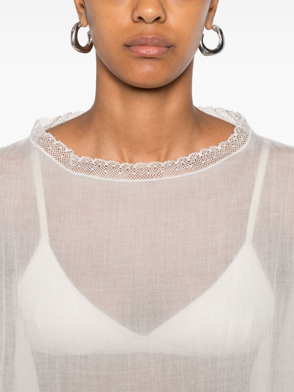 lace-trim blouse - 5