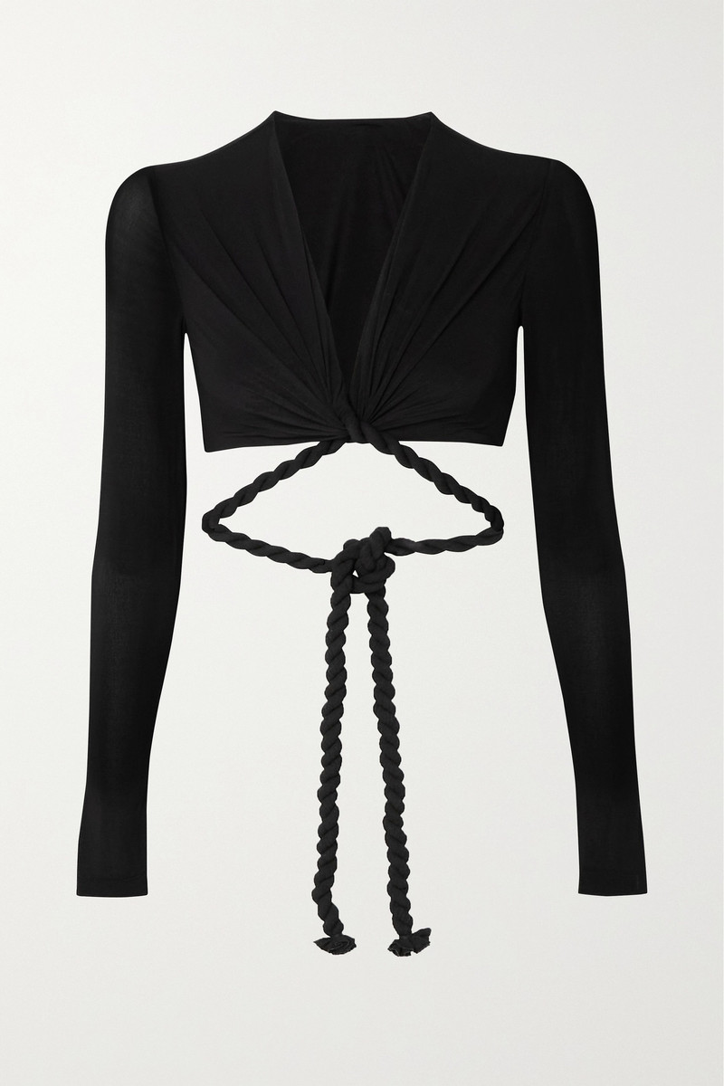 Cropped stretch-jersey wrap top - 1