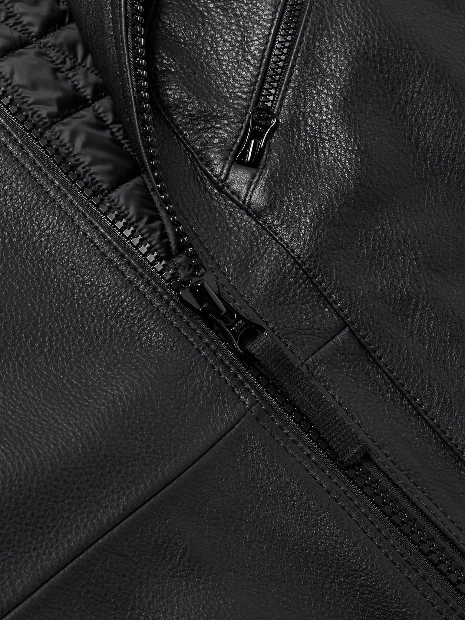 Logo-Appliquéd Full-Grain Leather Jacket Black - 4
