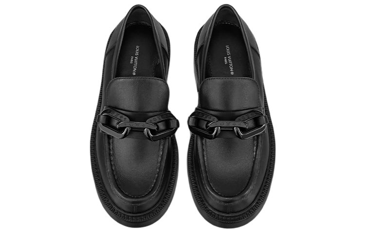(WMNS) LOUIS VUITTON LV Academy Loafers 'Black with Chain' 1A9R6Y - 3
