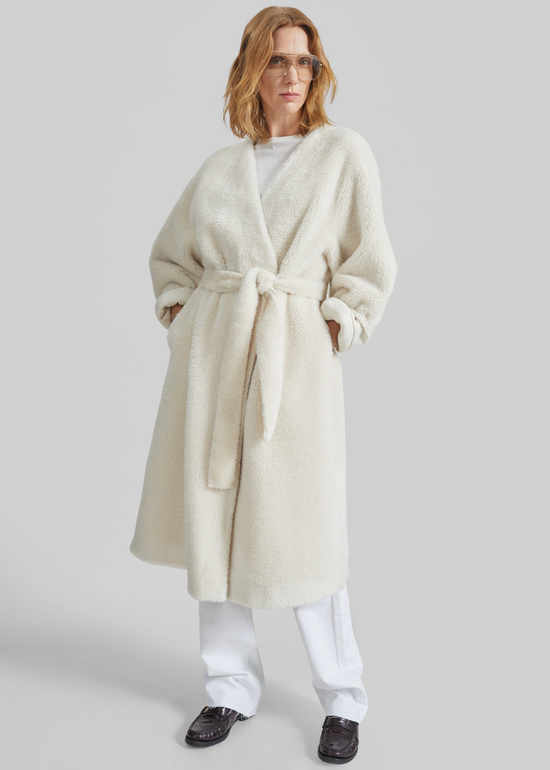 Livigno Faux Shearling Coat - Ivory 4