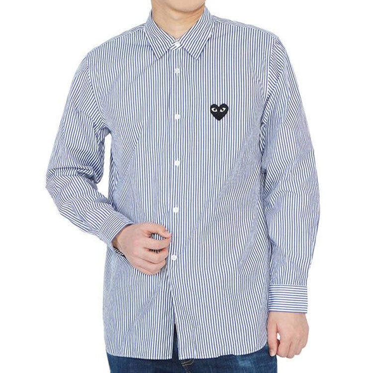 COMME des GARCONS PLAY Black Emblem Striped Button Down Shirt 'Blue' AZ-B018-051-1 - 4