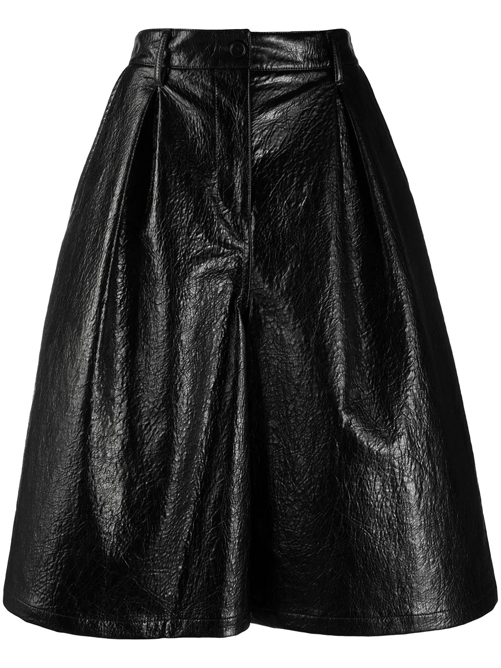 faux-leather wide leg shorts - 1