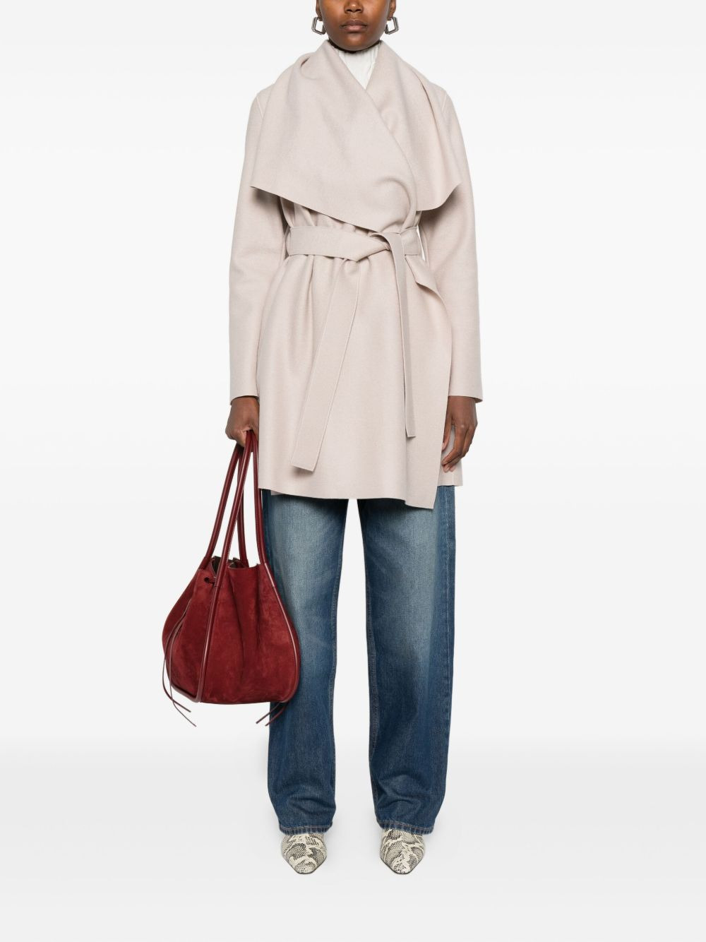 wool belted coat - 2