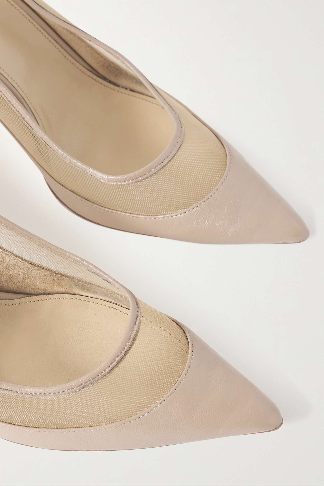 River Iconic mesh-trimmed patent-leather pumps - 4
