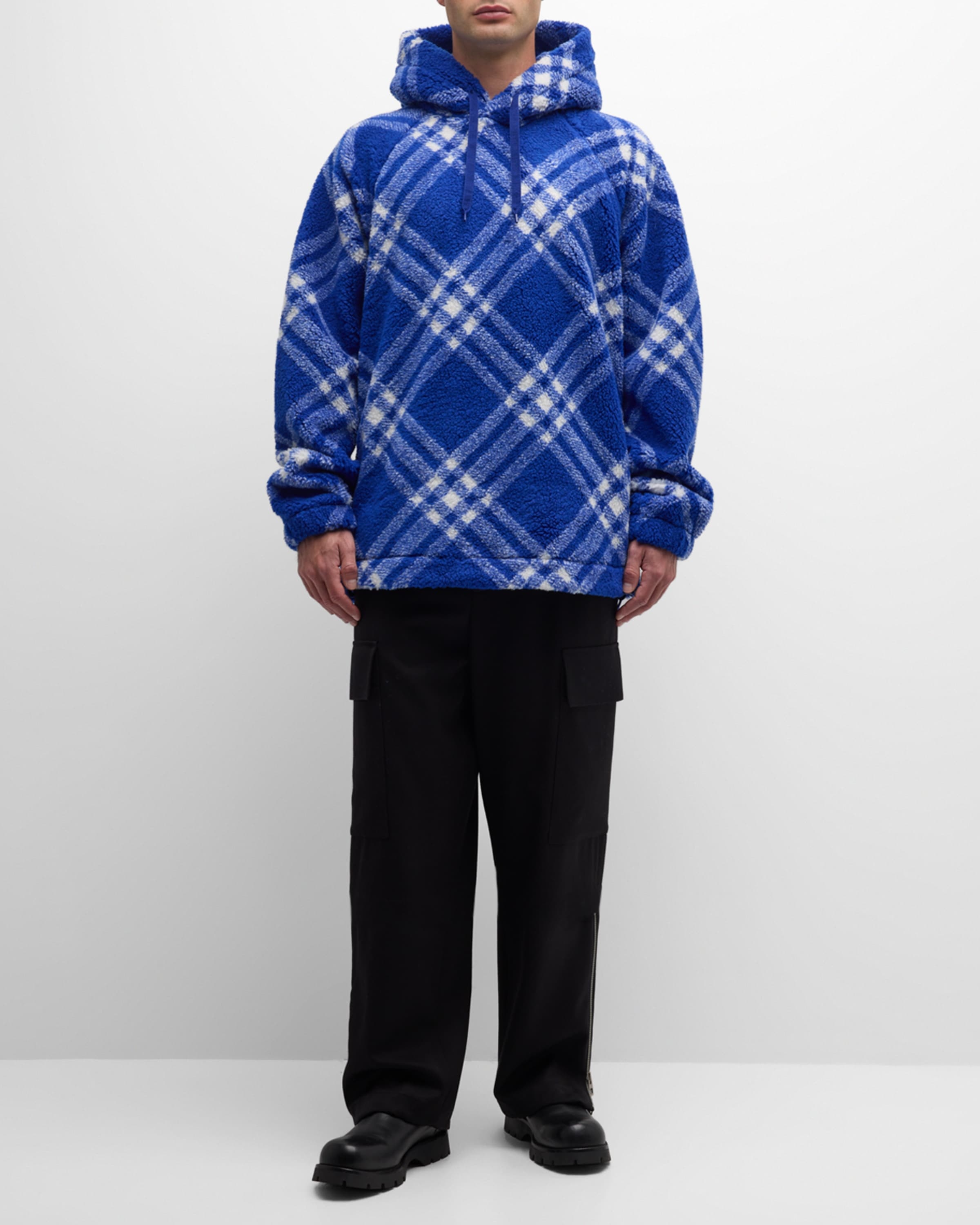 Burberry Men's Knight IP Check Fleece Hoodie | neimanmarcus