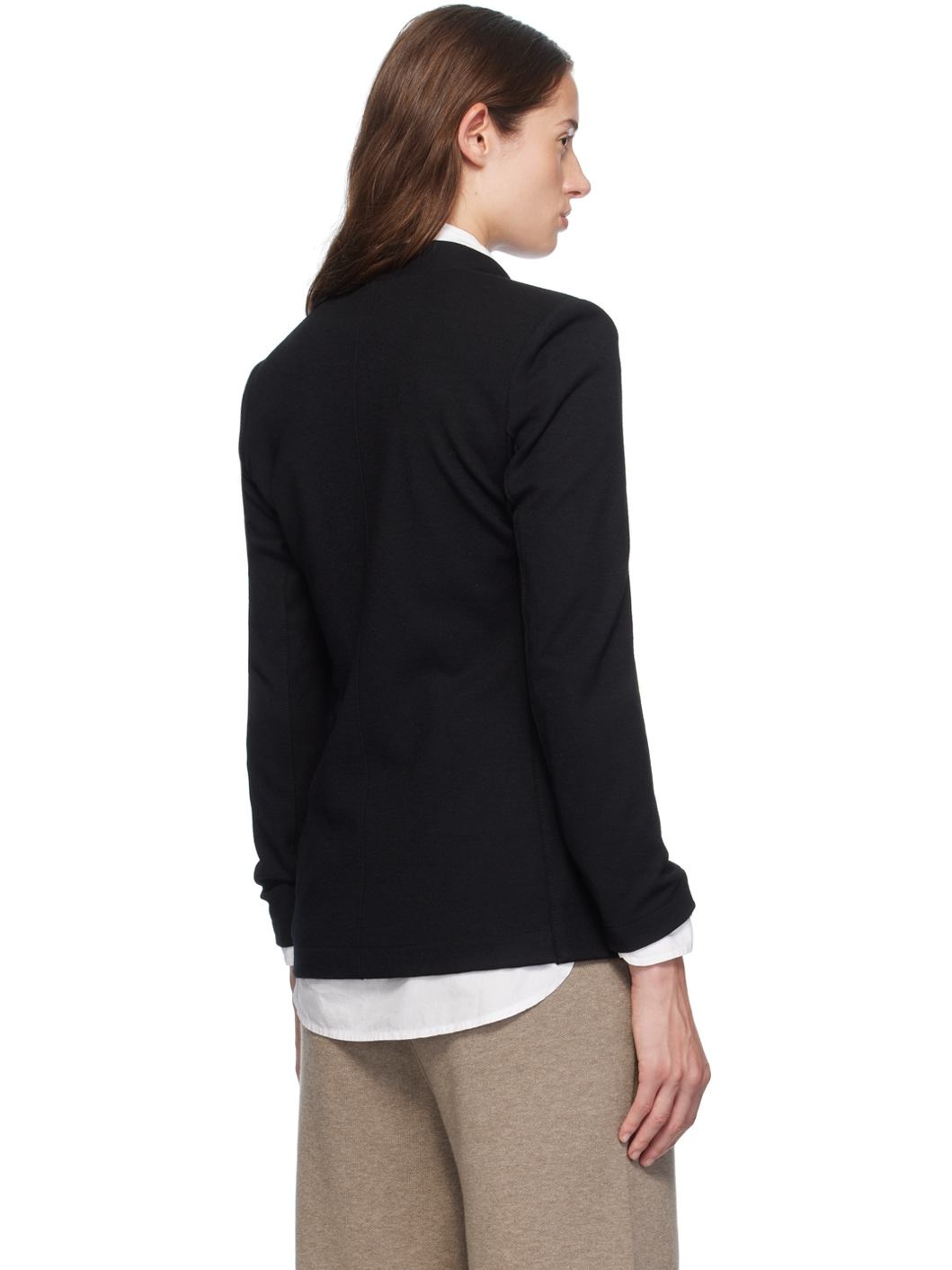 Black Uncollared Blazer - 3