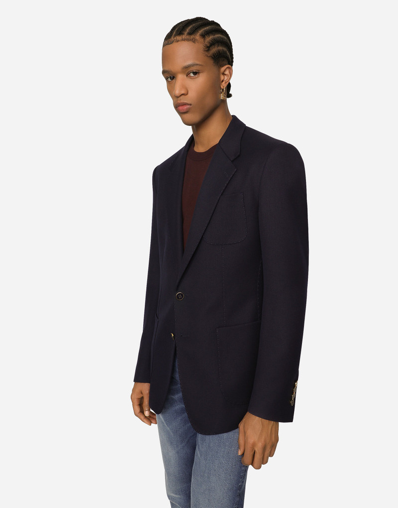 Single-breasted stretch wool tricotine jacket 4