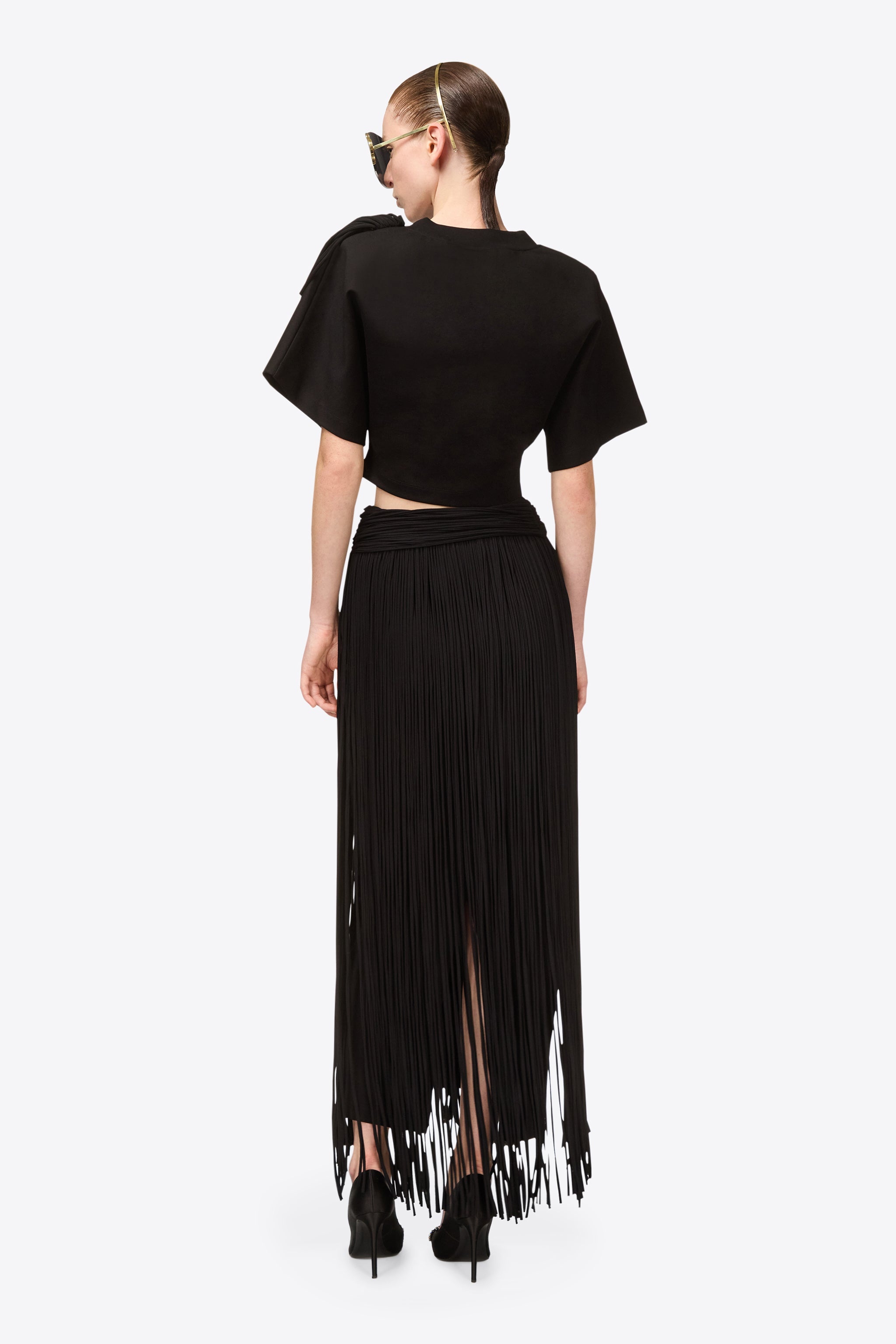 FRINGE BROOCH CROPPED T-SHIRT - 6