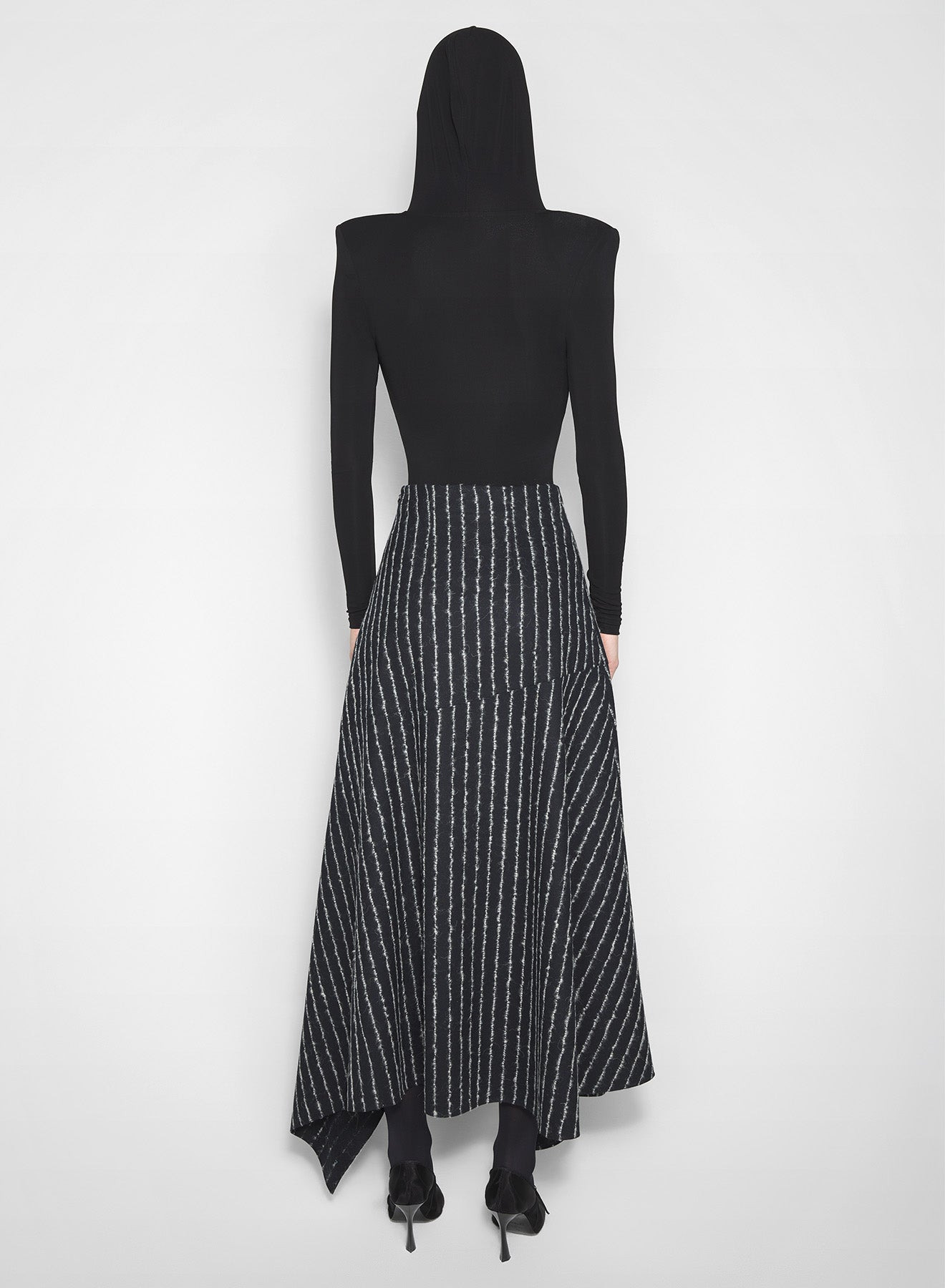 pinstripe asymmetric cascading skirt - 3